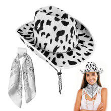 1Set Cowgirl Hoed Vrouwen Met Koeienprint En Decoratief Ontwerp