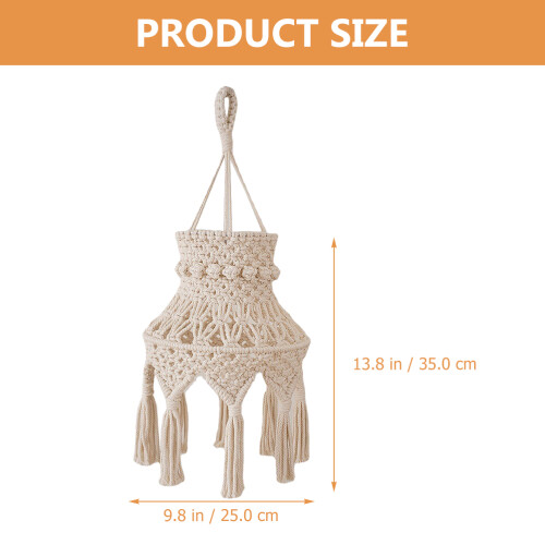 1X Beige Macramé Lampenkap Voor Eetkamer En 1