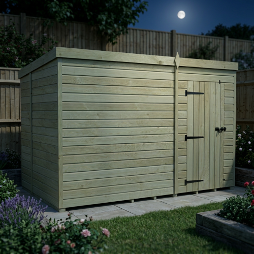 11 x 7 Pent Shed Tanalised (Single Door, No Windows) 2