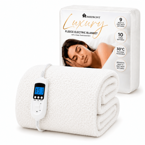 (Fleece, Single) Homefront Heated Electric Blanket Machine Washable