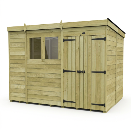 11 x 7 Pent Shed Tanalised (Double Door, With Windows) 1