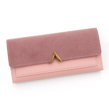 (Pink) Minimalist Ladies Pu Wallet Long Card Holder With Multiple For Compartments Daily