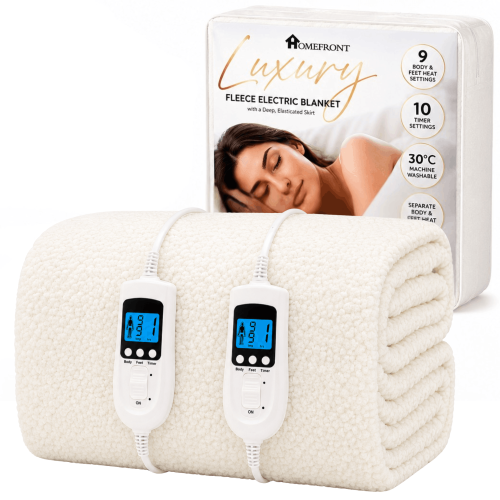 (Fleece, Double) Homefront Heated Electric Blanket Machine Washable