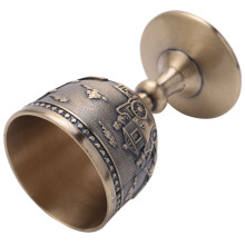 2X Classical Metal Wine Cup Handmade Small Goblet Household Copper Wine Glass Carving Pattern
