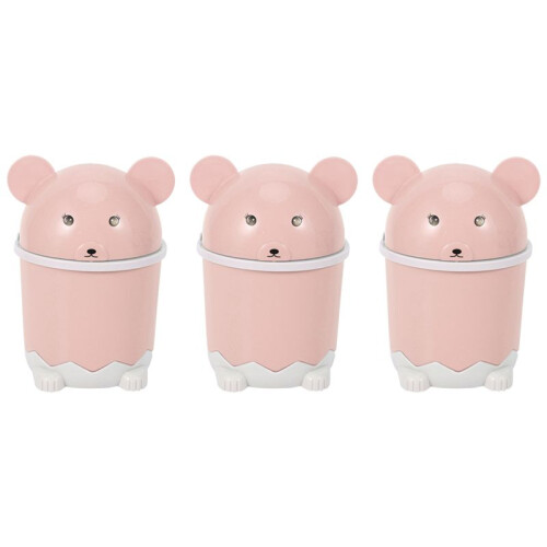 3X  Cute Desktop Trash Desktop Con Coperchio  Paper Flip Plastic Trash Can