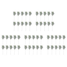 50 Pezzi di Foglie di Orecchio di Agnelli Floccati Artificiali Dusty Miller Steli di Foglie di Quercia Floccate Foglia di Orecchio di Agnello per La