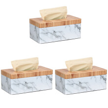 3X Rectangular Marble PU Facial Grain Tissue Box Cover Napkin Holder Paper Towel Dispenser Container for Home Decor
