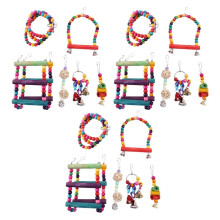 18 Pcs Bird Toys, Bird Swing Toy Colorful Chewing Hanging Hammock Swing Bell Pet Climbing Ladders Toys Bird Toys