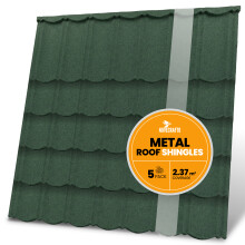 (Dark Green) Metal Roof Shingles, 5 Pack, 2.37m² - Stone Coated Galvanised Roofing Tiles
