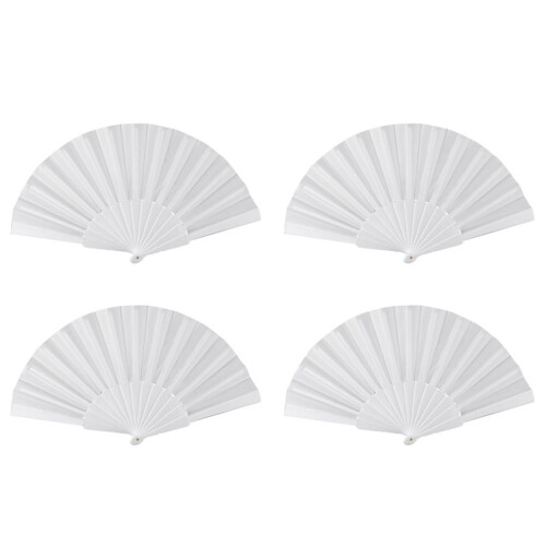4X Plastic Fabric Hand Foldable Fan for Ladies Men White