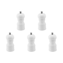 5X Wood Salt and Pepper Grinder Set Manual Pepper Salt Mill Shaker, Solid Wood with Adjustable Coarseness White