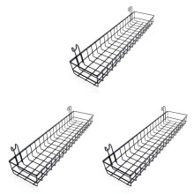 3X Hängande för Vägggallerpanel, Multifunktionell Väggförvaring och Displaykorg, 40X10X5CM, SvartmåLad