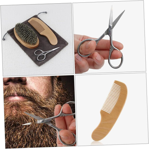 3-teiliges Bartrasier-Set mit Schere und Kamm für Herrenbartstyling (inkl. Schere)