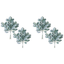 16 Stücke Künstliche Beflockte Lämme Rohr Blätter Stängel Faux Lammohrzweige Picks Grün Sprüher für Vase Strauß Kranz