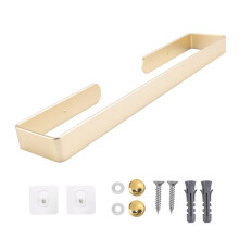 Bathroom Self Adhesive Towel Rack, 15.5 Inch No Punch Toilet Kitchen Self Adhesive Towel Bar Gold