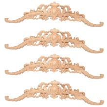 4X Vintage Plant Wood Carved Corner Applique Decorate Frame Cabinet Fireplace Furniture Decorative Wooden Figurines