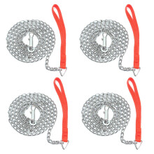 4pcs 1.6M Heavy Duty Metal Chain Dog Puppy Walking Lead Leash Clip Red Handle