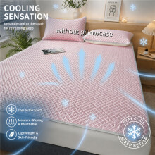 (Sakura Pink, 90x200cm) Summer Cooling Luxurious Cooling Mat, Soft Skin-Friendly Breathable Cool Waffle Cooling Pad Single Double Bed Adaptable