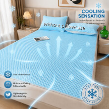 (Sky Blue, 120x200cm) Summer Cooling Luxurious Cooling Mat, Soft Skin-Friendly Breathable Cool Waffle Cooling Pad Single Double Bed Adaptable