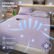 (Taro Purple, 150x200cm) Summer Cooling Luxurious Cooling Mat, Soft Skin-Friendly Breathable Cool Waffle Cooling Pad Single Double Bed Adaptable