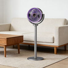 (Purple) 3-in-1 Adjustable Height Household Floor Fan, 5-speed Adjustable Wind Speed, Type-C Charging Interface, USB Charging,
