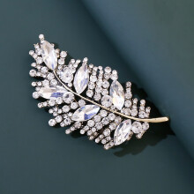 (gold and white) Crystal Leaf Brooch - Stylish Scarf Pin for Women