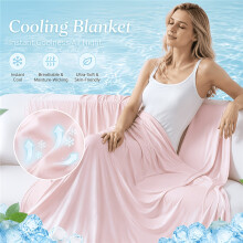 (Light Pink, 200*230) 1pc Summer Cool Feeling Lightweight Breathable Cooling Blanket Bed Blanket Air Conditioning Blanket Nap Blanket Small Co