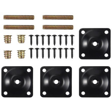 4Pcs/Set Furniture Leg Mounting Plates Sofa Leg Attachment Plates M8 Hanger Bolts Screws Adapters Metal Plates Bracket Kit for Sofa Couch Chair