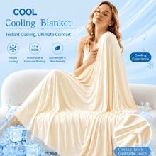 (Light Yellow, 200*230) 1pc Summer Cool Feeling Lightweight Breathable Cooling Blanket Bed Blanket Air Conditioning Blanket Nap Blanket Small Co