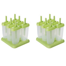 12 Pack No BPA Reusable Ice Cream DIY Molds Holders with Tray and Sticks Maker Fun for Kids-Green