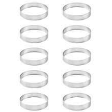 10pcs 20cm Round Stainless Steel Cake Hole Molds Mousse Cake Tart Ring Pizza Dessert DIY Decor Mould Kitchen Baking Tool