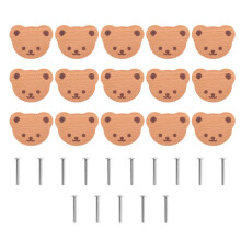 15Pcs Furniture Knobs,Wooden Drawer Knobs, Wooden Cupboard Knobs,Bear Drawer Knobs for Kids, Dresser, Drawers,Kitchen