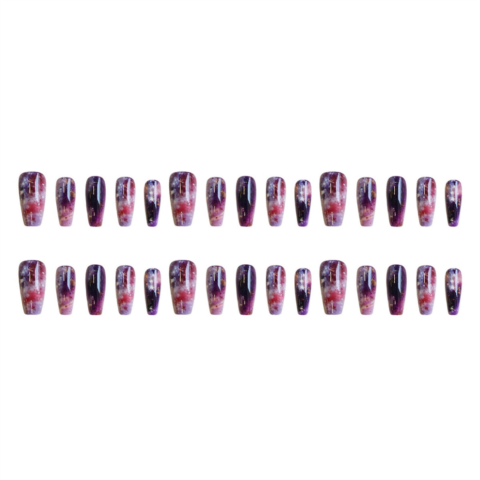 Hue-Grain 30Pcs Mauve Press-On Nails, Waterproof & Long Lasting