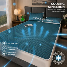 (Dark Green, 90x200cm) Summer Cooling Luxurious Cooling Mat, Soft Skin-Friendly Breathable Cool Waffle Cooling Pad Single Double Bed Adaptable