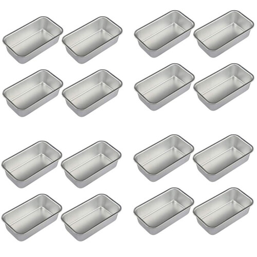 16 Piezas Molde de Pan Antiadherente Rectangular de Lata de Pan de Aleación de Aluminio Moldes