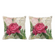 2X Vintage Blumen- / Blumenflachs Dekorative Gehaeuse Von Dakimakura Kissenbezug Haus Sofa Dekorativ (Rose Blume)