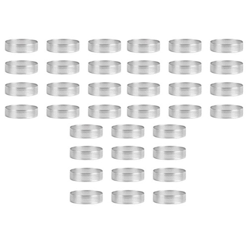 36 Pack Stainless Steel Tart Rings,Perforated Cake Mousse Ring,Cake Ring Mold,Round Cake Baking Tools 6cm