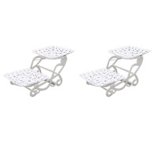 2X 2 Tier Cake Dessert Holder Cupcake Pastry Biscuit Tray Holder Candy Buffet Fruit Holder Wedding Use A Square