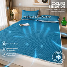(Deep Blue, 90x200cm) Summer Cooling Luxurious Cooling Mat, Soft Skin-Friendly Breathable Cool Waffle Cooling Pad Single Double Bed Adaptable