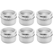 6 pz / set coperchio trasparente vasetto di spezie magnetiche in acciaio inox salsa di spezie contenitore di stoccaggio pentole cucina condimento
