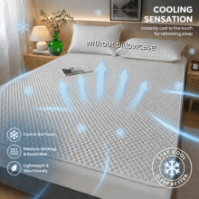 (Light Grey, 200x230cm) Summer Cooling Luxurious Cooling Mat, Soft Skin-Friendly Breathable Cool Waffle Cooling Pad Single Double Bed Adaptable