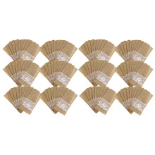 150Pcs Burlap Lace Cutlery Pouch Rustic Wedding Tableware Knife Fork Holder Bag Hessian Jute Table Decoration