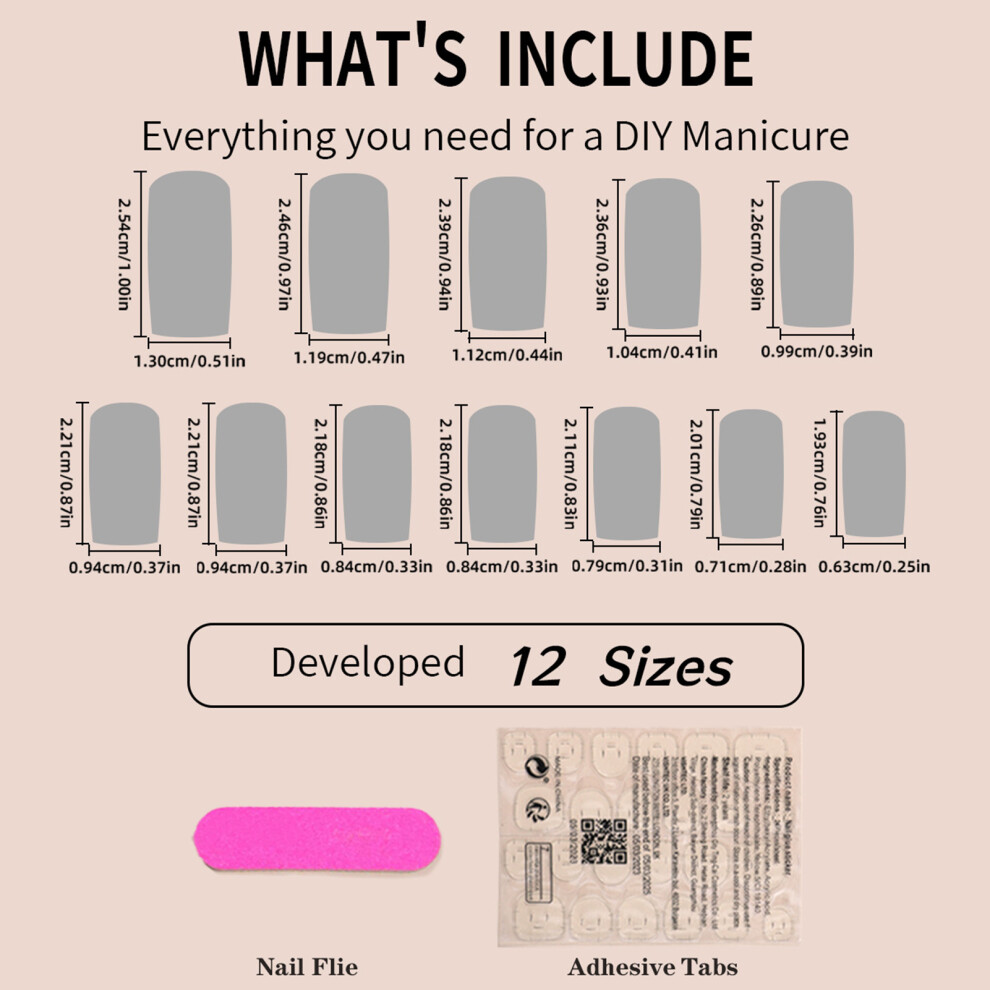 Creation-3C Glossy Pink Square Fake Nails For Beginners