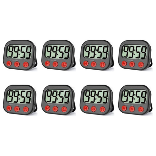 8X Kitchen Timer, Digital Visual Timer Magnetic Clock Stopwatch Countdown Timer, Large LCD Screen Display for Cooking