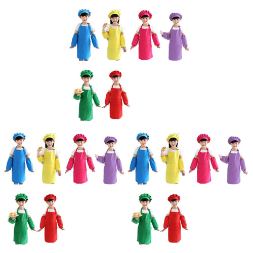 Set Grembiule Cappello Cuoco 36 Pezzi per Bambini, Grembiule Bambino E Bambina, Cotone Regolabile