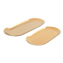 2 SäTze Gold Oval Edelstahl Schmuck Tablett, Handtuch Lagerung Teller Teller Tee Obst Tabletts Kosmetik Schmuck Platte