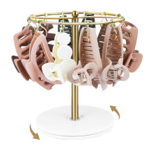 360-Degree Rotating Claw Clip Organizer Holder Stand, Metal Hair Clip Storage Display for Bedroom Bathroom Decor