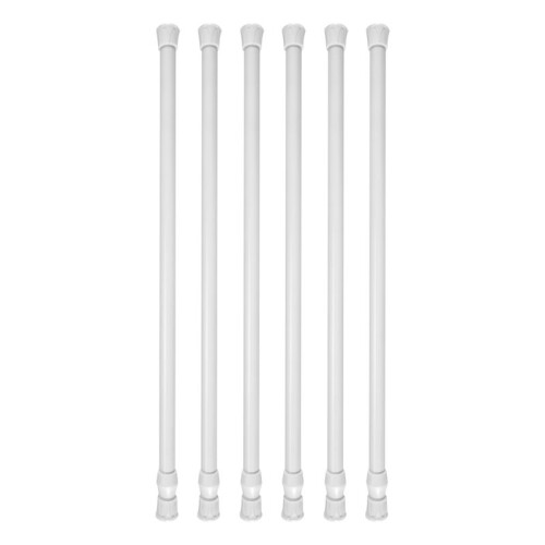 6 Pack Tension Rods, Adjustable Spring Cupboard Bars Rod Curtain Rods White