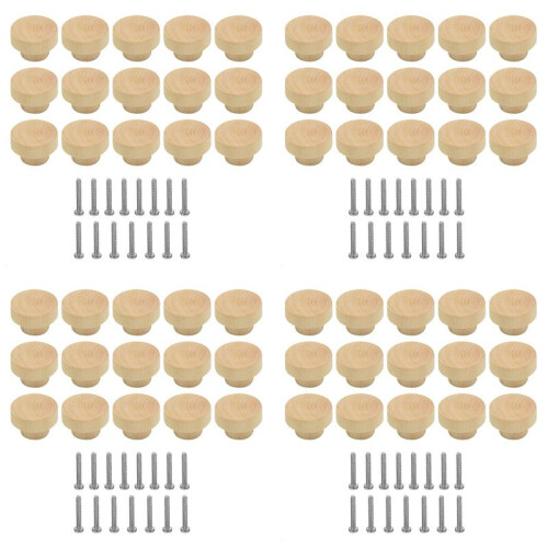 60Pcs Wooden Drawer Knobs, Furniture Knobs, Wooden Cupboard Knobs for Cabinets and Drawers, Round Wooden Knobs