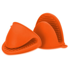 2X Ofen Mitts Silikon HitzebestäNdige Anti-VerbrüHungs-Handschuhe zum Kochen, Topflappen und Topflappen Orange